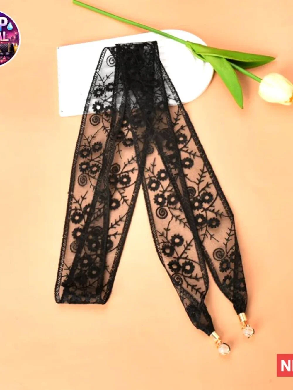 French Floral Lace Hair Ribbon Headband Scarf for Women